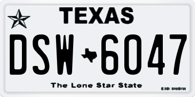 TX license plate DSW6047