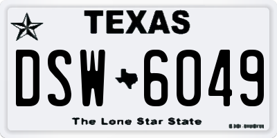 TX license plate DSW6049