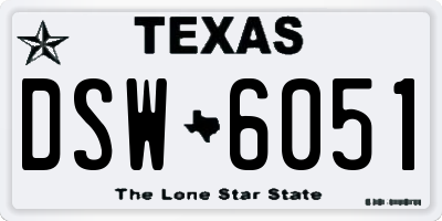 TX license plate DSW6051