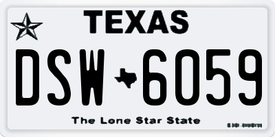 TX license plate DSW6059