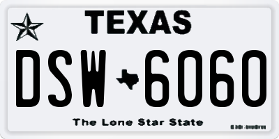 TX license plate DSW6060