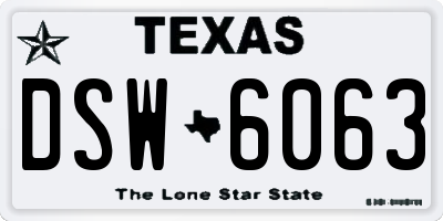 TX license plate DSW6063