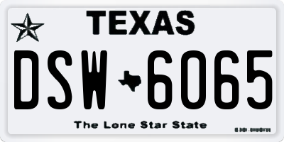 TX license plate DSW6065