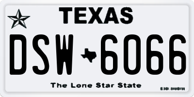 TX license plate DSW6066