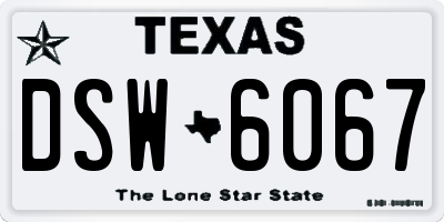TX license plate DSW6067