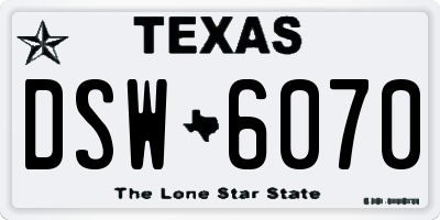 TX license plate DSW6070
