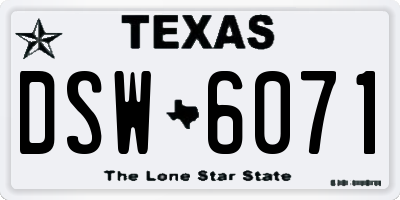 TX license plate DSW6071