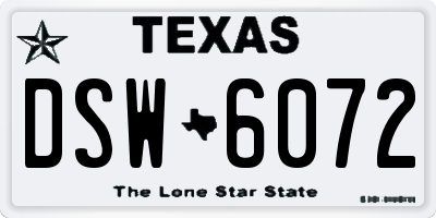 TX license plate DSW6072