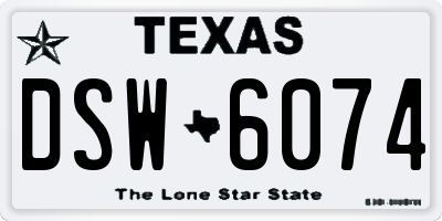 TX license plate DSW6074