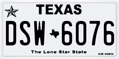 TX license plate DSW6076