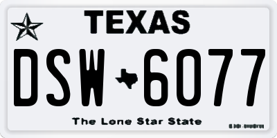 TX license plate DSW6077