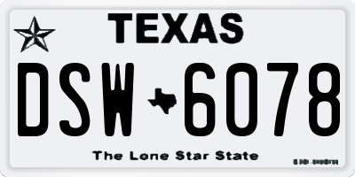 TX license plate DSW6078
