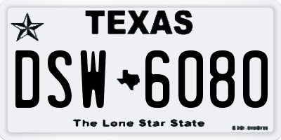 TX license plate DSW6080