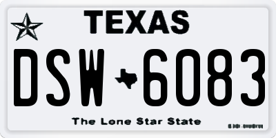 TX license plate DSW6083