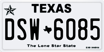 TX license plate DSW6085