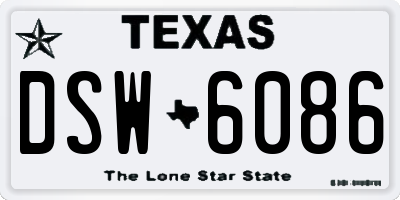 TX license plate DSW6086