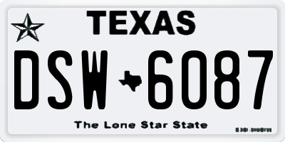 TX license plate DSW6087