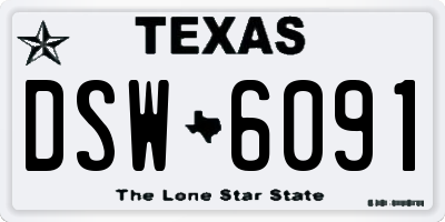 TX license plate DSW6091