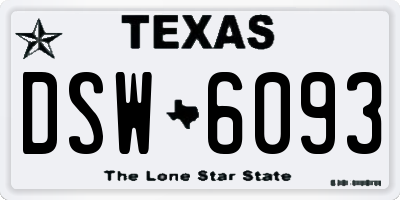 TX license plate DSW6093