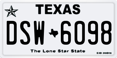 TX license plate DSW6098
