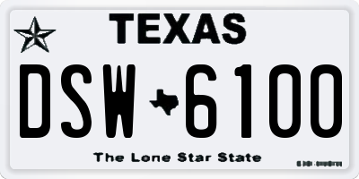 TX license plate DSW6100