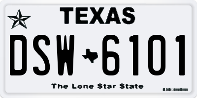 TX license plate DSW6101
