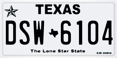 TX license plate DSW6104
