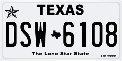 TX license plate DSW6108