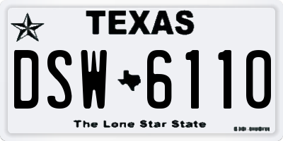 TX license plate DSW6110
