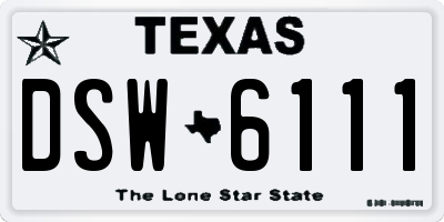 TX license plate DSW6111