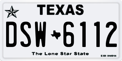 TX license plate DSW6112
