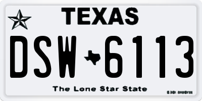 TX license plate DSW6113