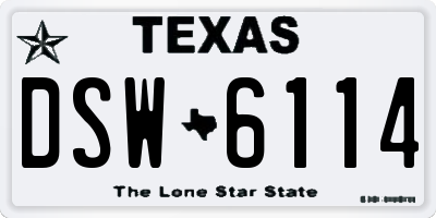 TX license plate DSW6114