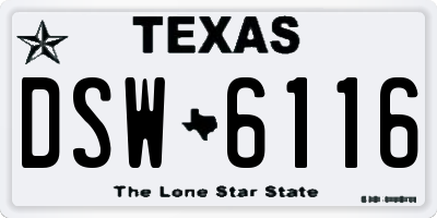 TX license plate DSW6116