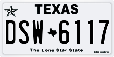 TX license plate DSW6117