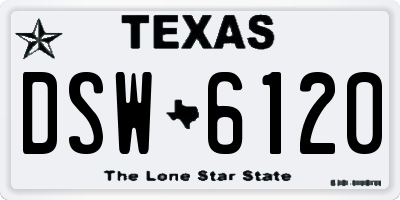 TX license plate DSW6120