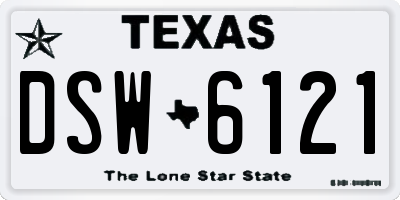 TX license plate DSW6121