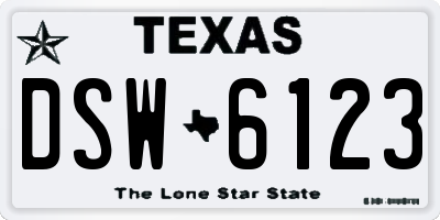 TX license plate DSW6123