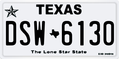 TX license plate DSW6130