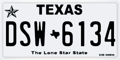 TX license plate DSW6134