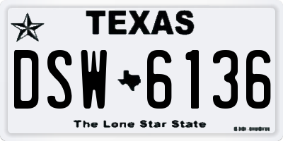 TX license plate DSW6136