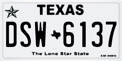 TX license plate DSW6137