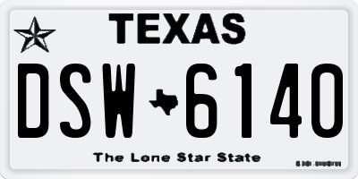 TX license plate DSW6140