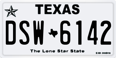 TX license plate DSW6142