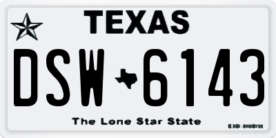 TX license plate DSW6143