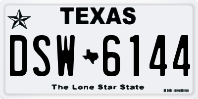 TX license plate DSW6144