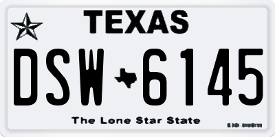 TX license plate DSW6145