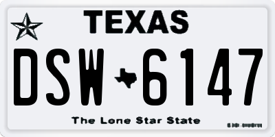 TX license plate DSW6147