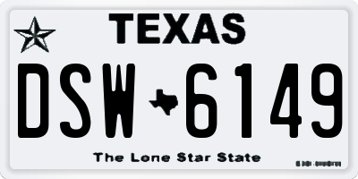 TX license plate DSW6149