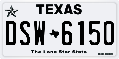 TX license plate DSW6150